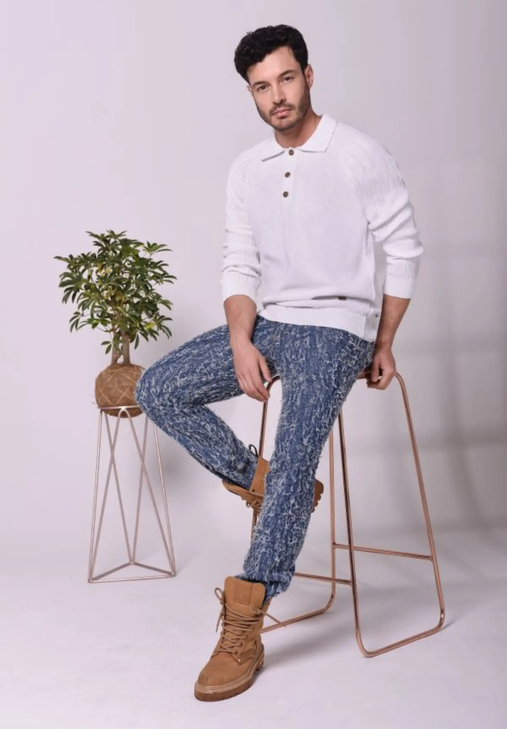 Buzo cuello camisero con botones PALERMO