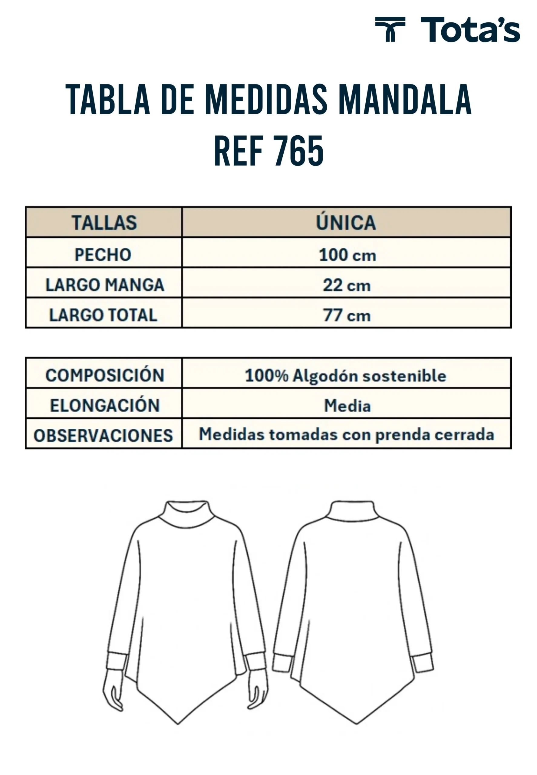 TABLA MEDIDAS REF 765 MANDALA